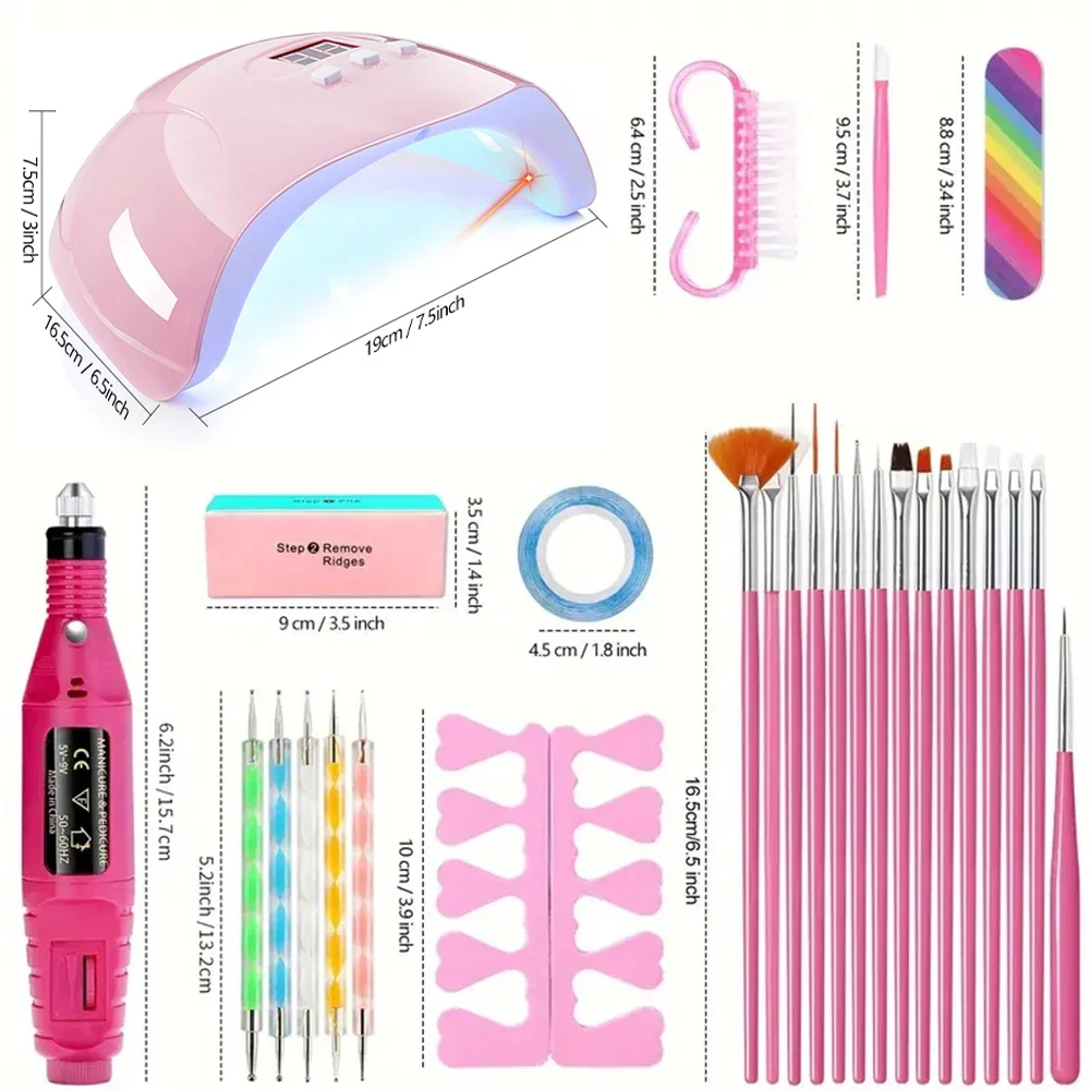 LINMANDA Nail Art Kit 20000RPM Electric Nail Drill Machin UV Lamp Nail Art Decoration Tools Nail Drill Kit for Beginners 6