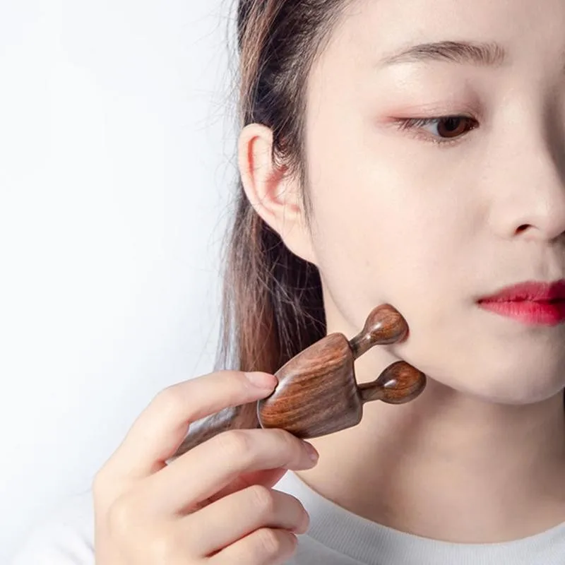 Face Massager Green Sandalwood Facial Massage Comb Wooden Handle Eye Massage Small Snail Comb