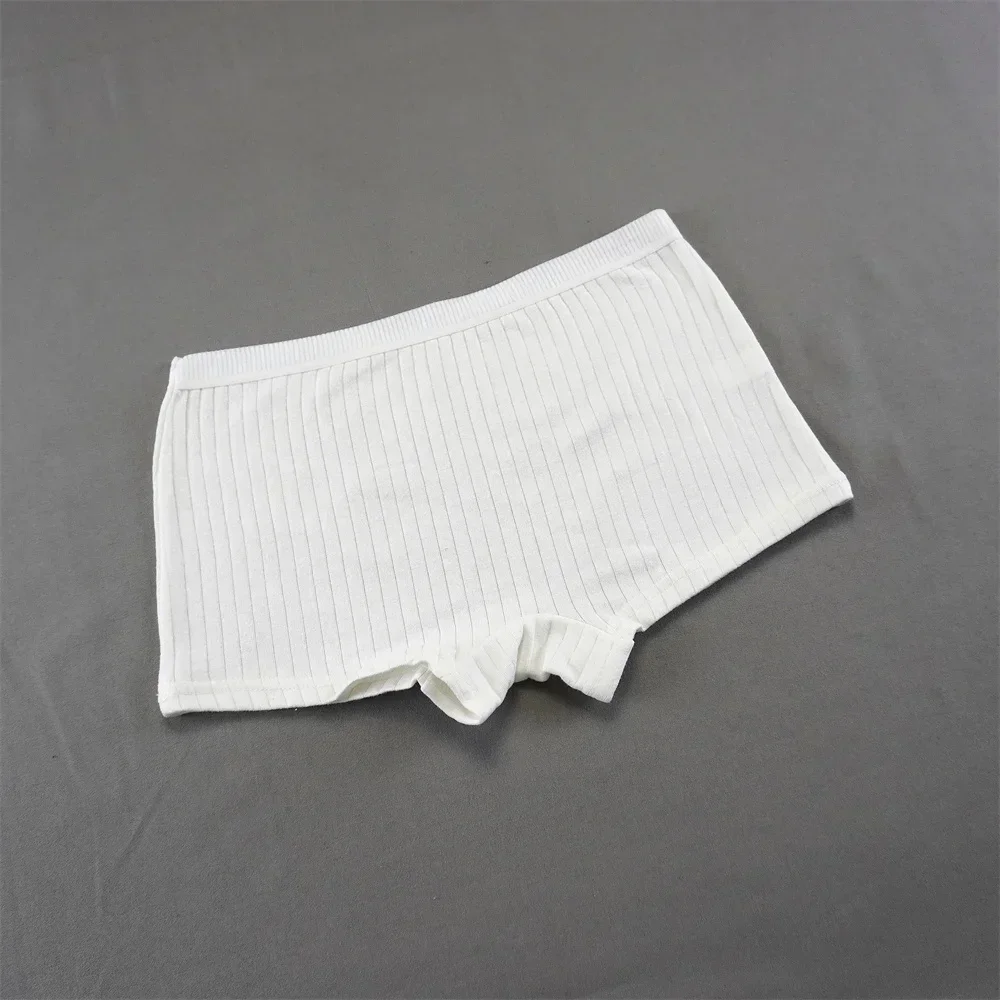 10PCS Women Boxers Underwear Ribbed Cotton Panties Sports Ladies Boyshorts Female Solid Color Cozy Lingerie Intimate 4