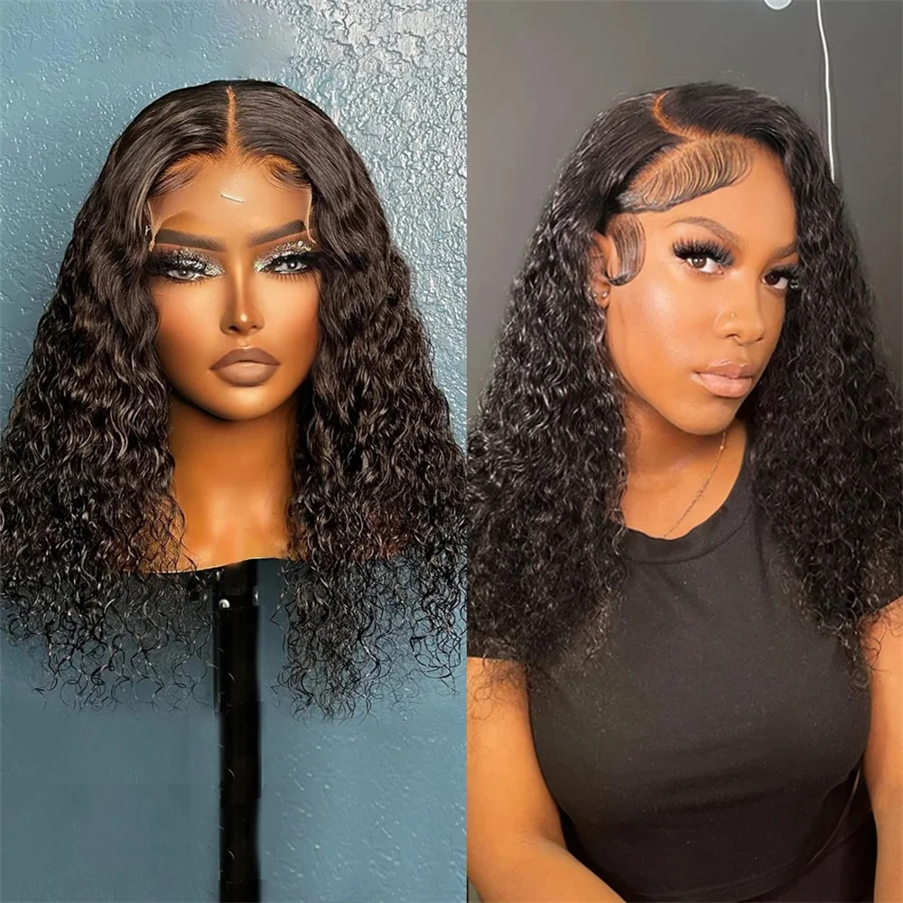 

Deep Wave 13x4 Lace Front Human Hair Wigs 13x6 HD Transparent Brazilian Remy Curly Short Bob Wig Lace Frontal Wig For Women