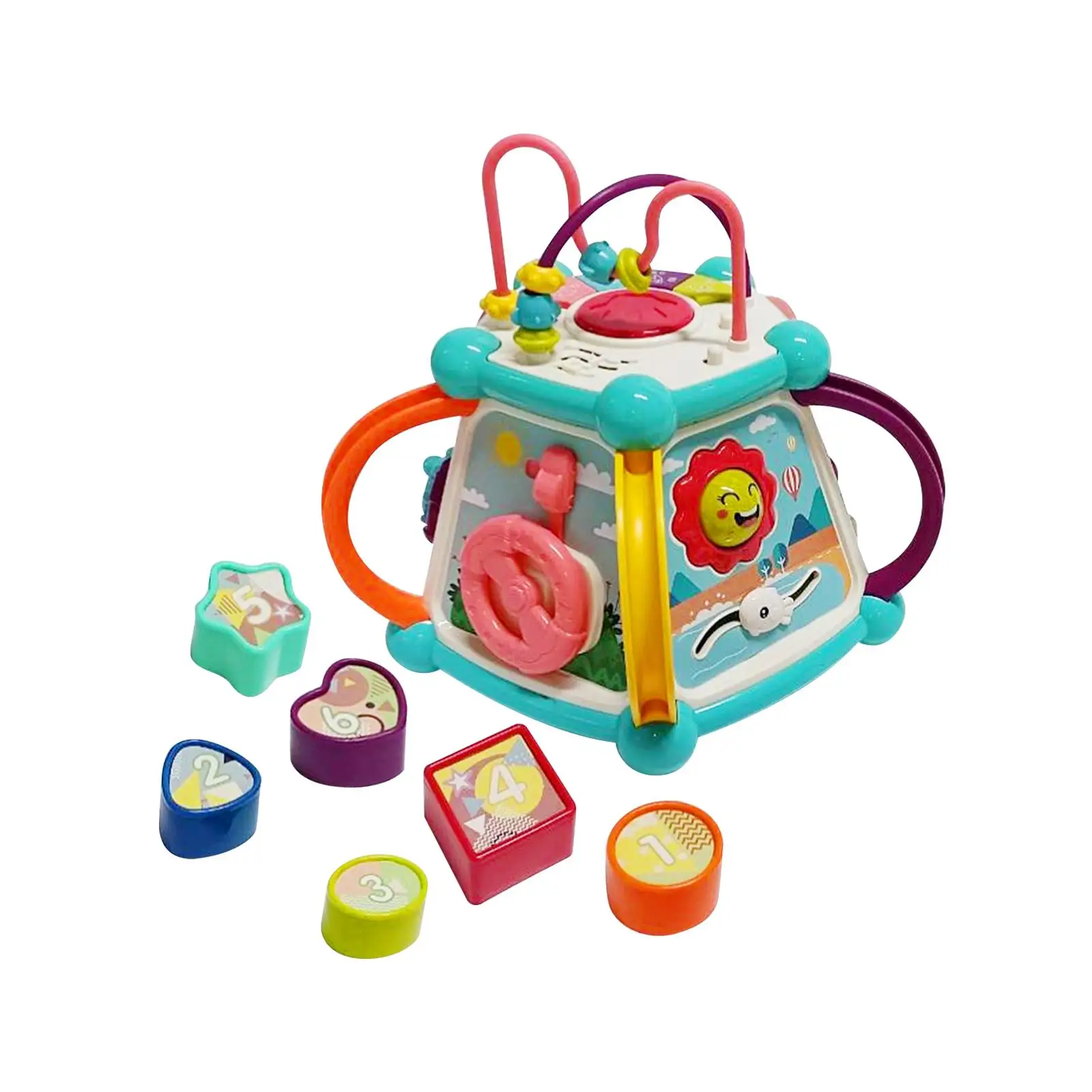 Activity Cube Toy Learning Puzzle Toy Musical Toys 6 Sided Activity Center for