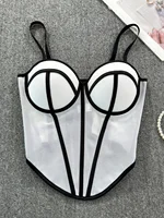 Low Cut Wrap Chest Vest Women's Body ape ow Waist in Low Waist Splice Color Summer New Korean Sle Trendy Top - Image 2