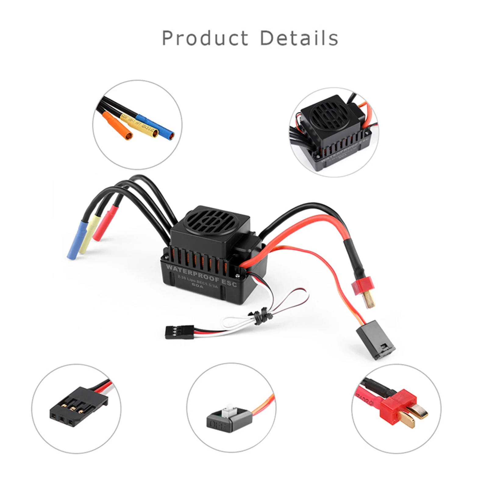 Moteur Brushless 3650 3500KV + ESC 60A pour Voiture RC 1/10