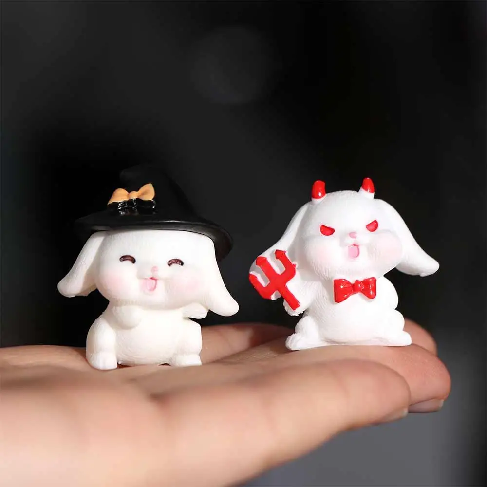 토끼 할로윈 마이크로 입상 장식품 유령 수지 할로윈 장식 입상 DIY 미니어처