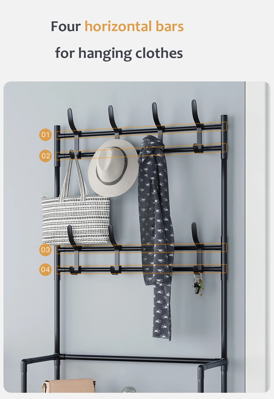 Coat Rack Shoe Cabinets Floor Hanger Storage Wardrobe Clothing Drying Racks Shoe Rack Furniture Purse Stand Hat Rack on Wall