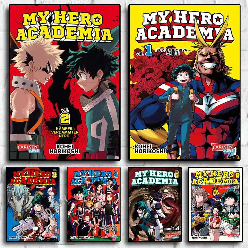 

Figure Japan Anime My Hero Academia Poster Aesthetic Bakugo Manga Cover Retro Canvas Print Wall Art Mural Home Kawaii Room Decor