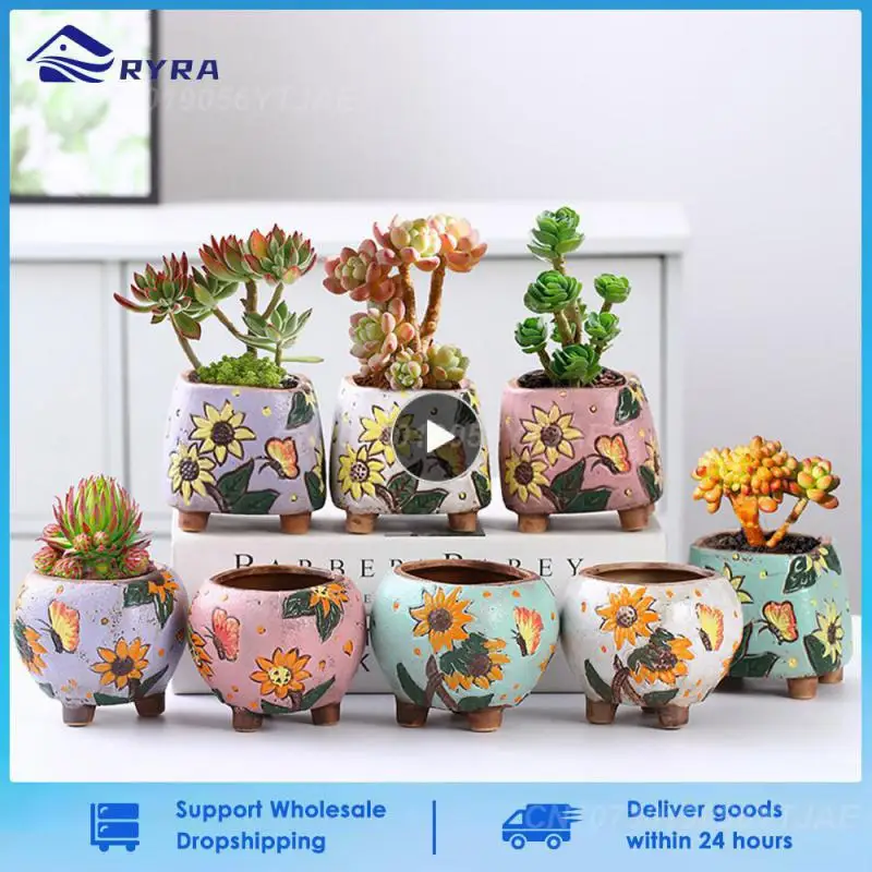 

Ceramic Flowerpot Creative Ceramic Hand-painted Carving Home Decoration Flowerpots Succulent Flower Pot