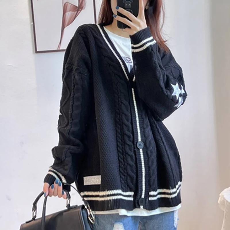 

Женский однобортный Кардиган с вышивкой в виде звезд, Y2K