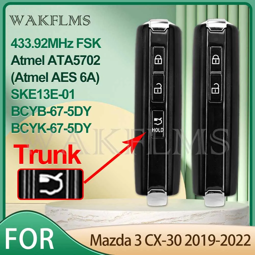 MAZDAスマートキー 6つセット Mazda 6 MX-5 Smart Key 2020+ GDYL-67-5DYB 315MHz WAZSKE13D03
