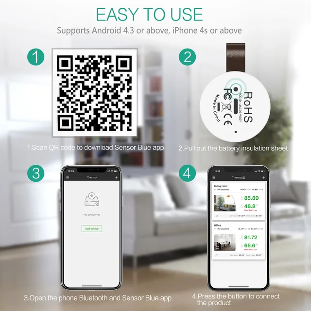 Upgraded Wireless Thermometer Hygrometer Bluetooth Remote Control Thermometer Accurate Indoor Temperature Humidity Sensor 4