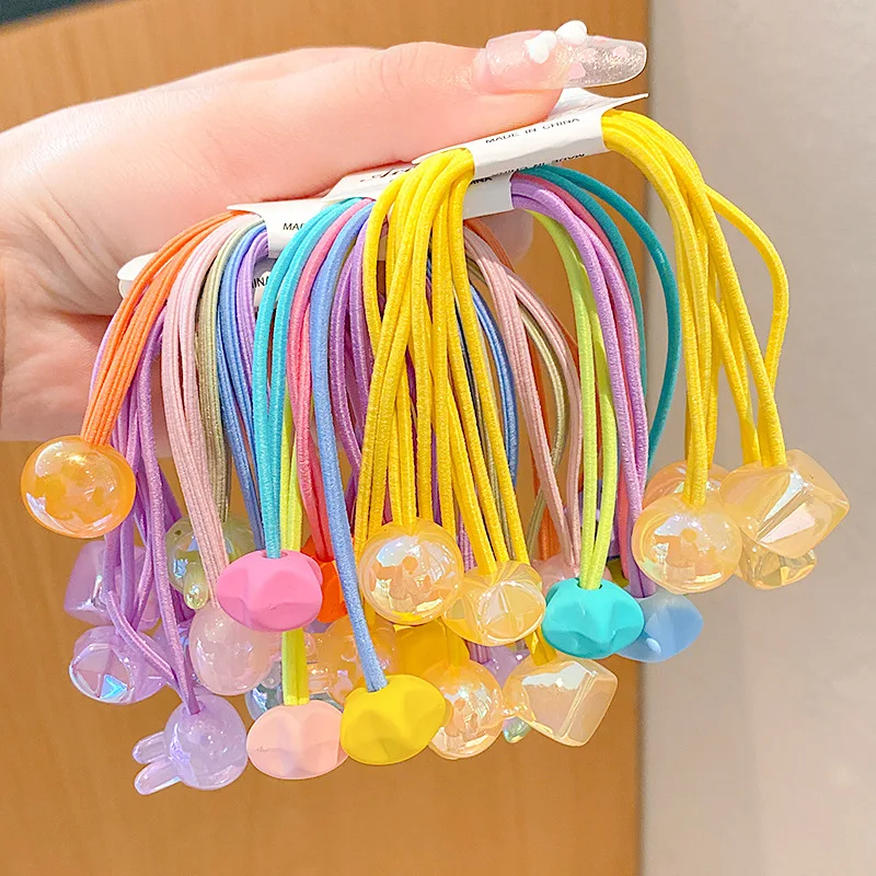 5pcs Korean Rubber Hair Bands Headband Candy Colorful Elastic Weaving Bobbles Hair Tie Rope for Children Girls Kids Accessories