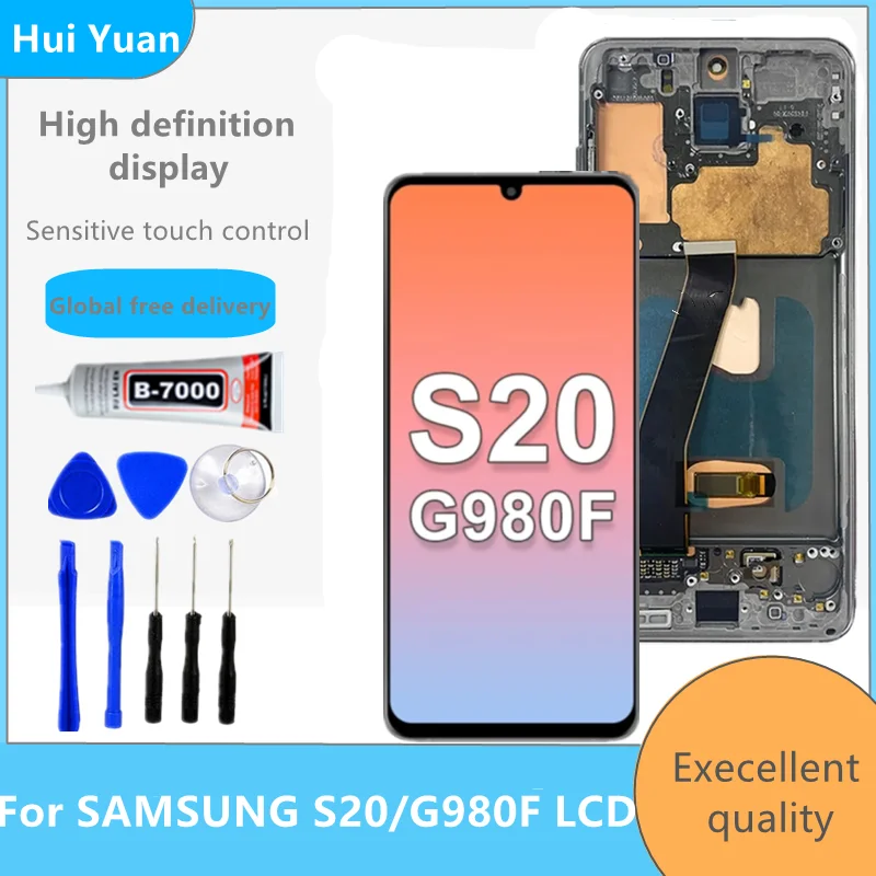 

100% Tested For S20 LCD with frame for SAMSUNG Galaxy S20 SM-G981B/DS G981 Display Touch Screen Digitizer Assembly Replacement