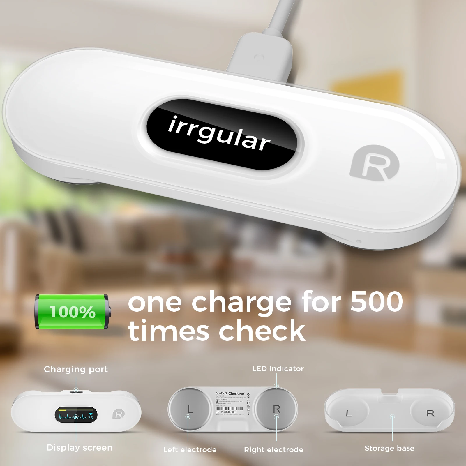 CheckMe DuoEK S Bluetooth Portable Data Recording ECG Monitor Without metal Electrodes Home Use EKG Monitoring