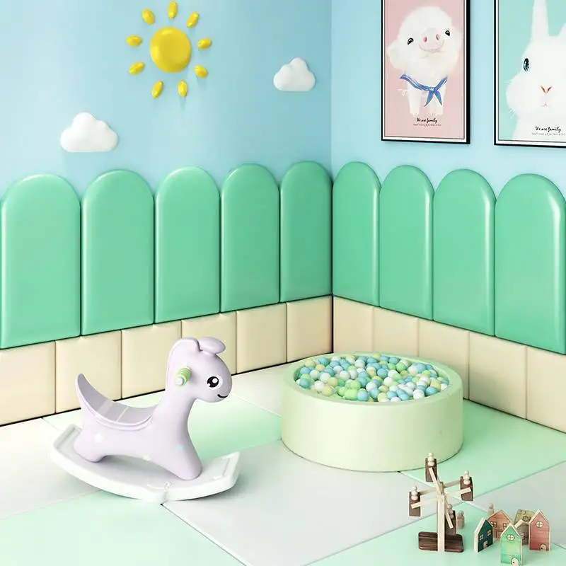 

Anti-collision soft bag, children's bedroom headboard, simple self-adhesive solid color