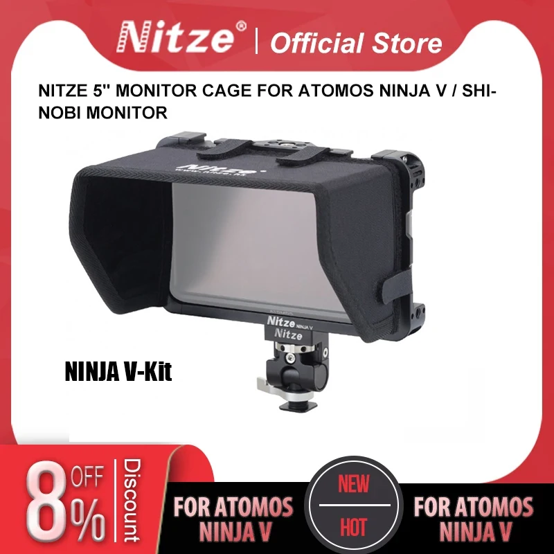 Kit Gabbia Per Monitor Nitze Per Atomos Ninja V/Ninja V +/Shinobi 5 "Con Morsetto Per Cavo Supporto Per Monitor Parasole-V-Kit Ninja
