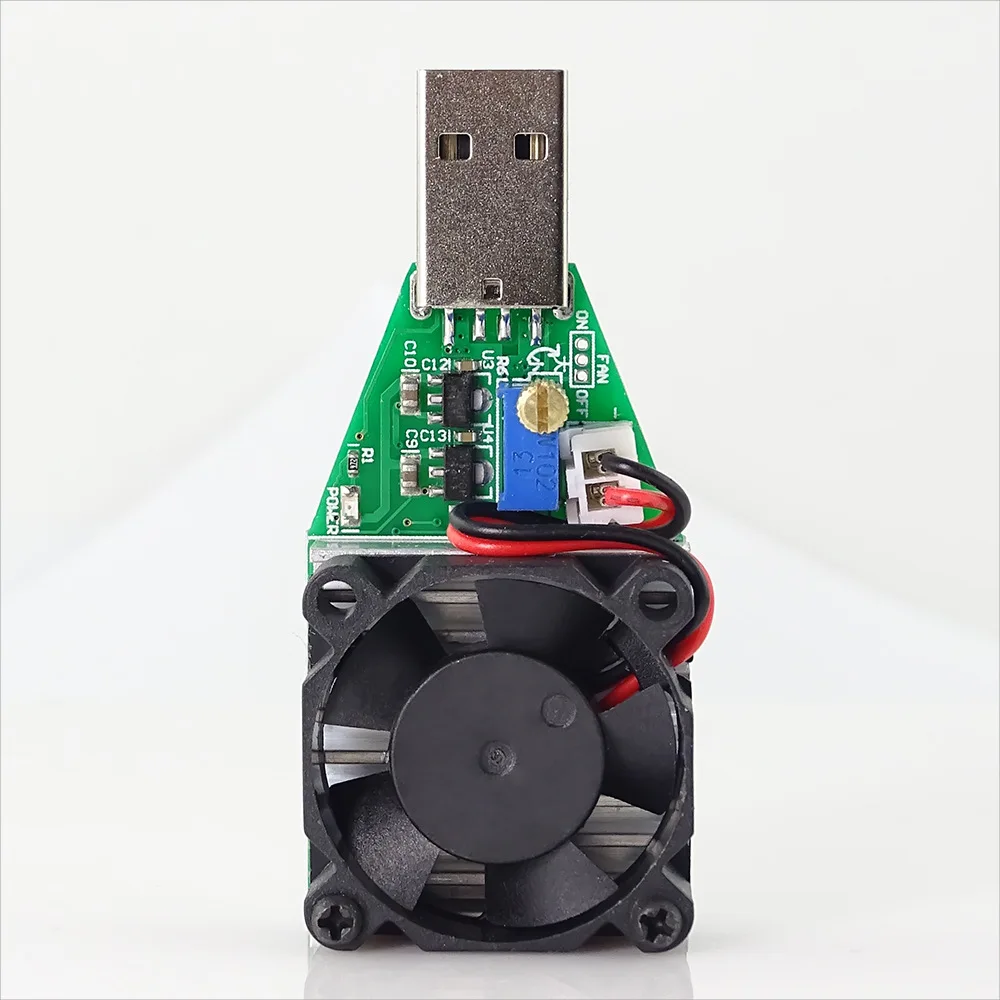 35W 3V-21V Adjustable USB Electronic Load Battery Discharge Capacity Tester Fan 