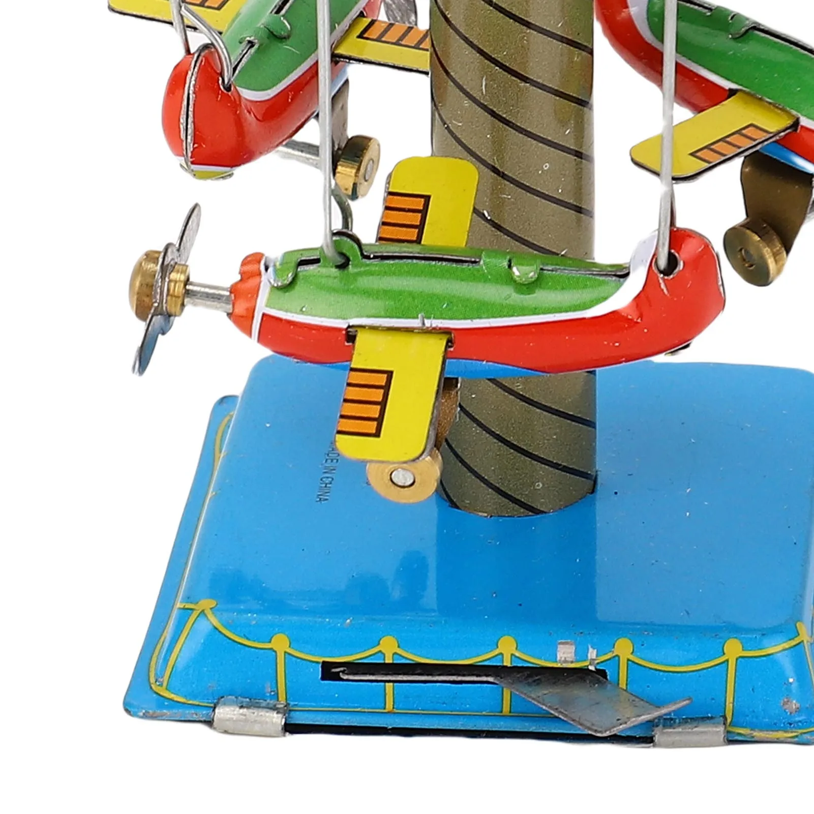 Collectible Tin  Airplane Carousel MM089 Retro Nostalgic Clockwork Spring Rotating Plane Figurine Aircraft Tin Plane Carousel