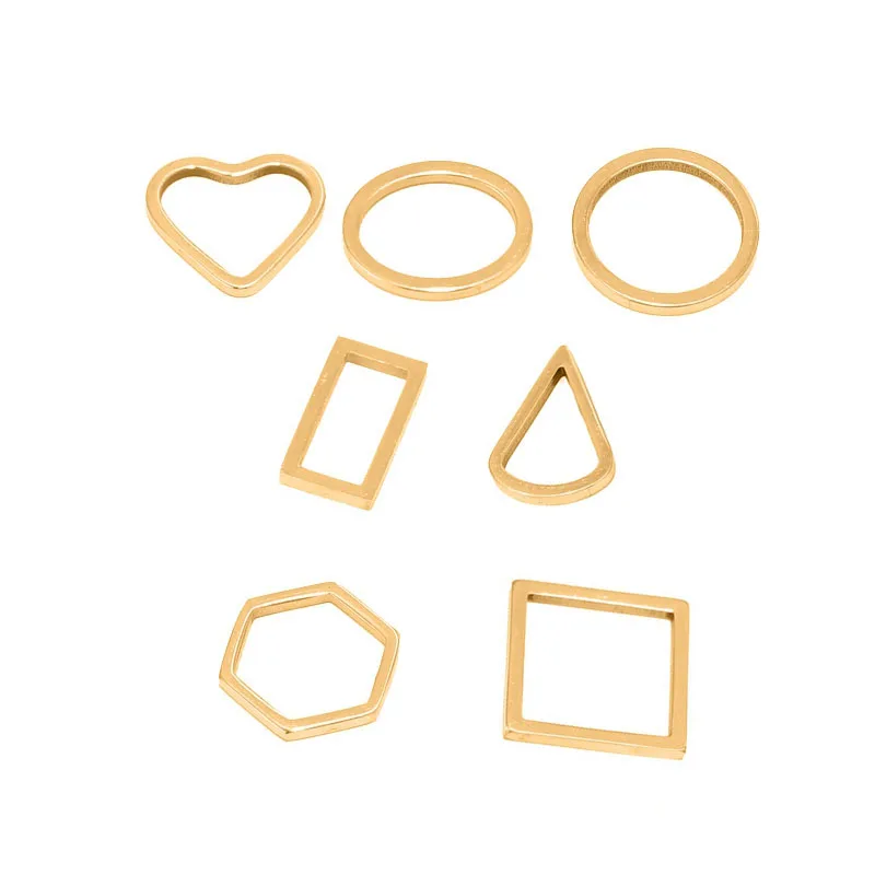 

5pcs Stainless Steel Geometry Pendants Square Round Triangle WaterDrop Connector Charms For Earring Bracelets Jewelry DIY Making