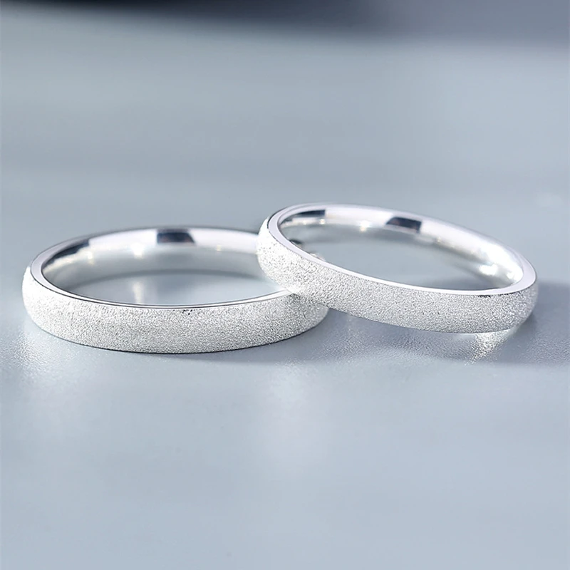 

Парные матовые кольца из серебра 100% пробы для влюбленных мужчин и женщин, оригинальный дизайн, подарочные украшения, 999