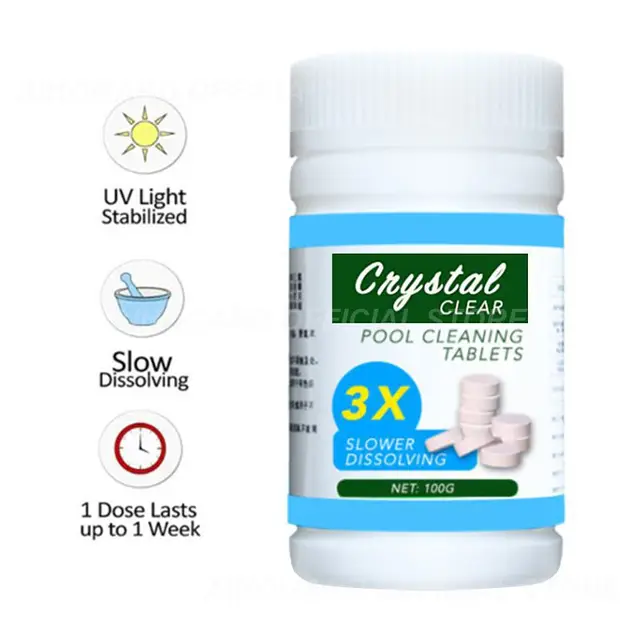 100 Tabletta/Palack Medence Tisztító Tabletta Multifunkcionális Pezsgőfürdő -Víztisztító Fertőtlenítőszer - Image 2