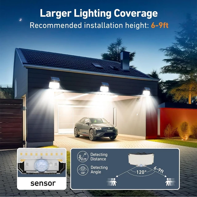 Solar Lights Outdoor 234LED 3 Modes Motion Sensor Flood Lights with Remote IP65 Waterproof Security Solar Lights for Outside 3