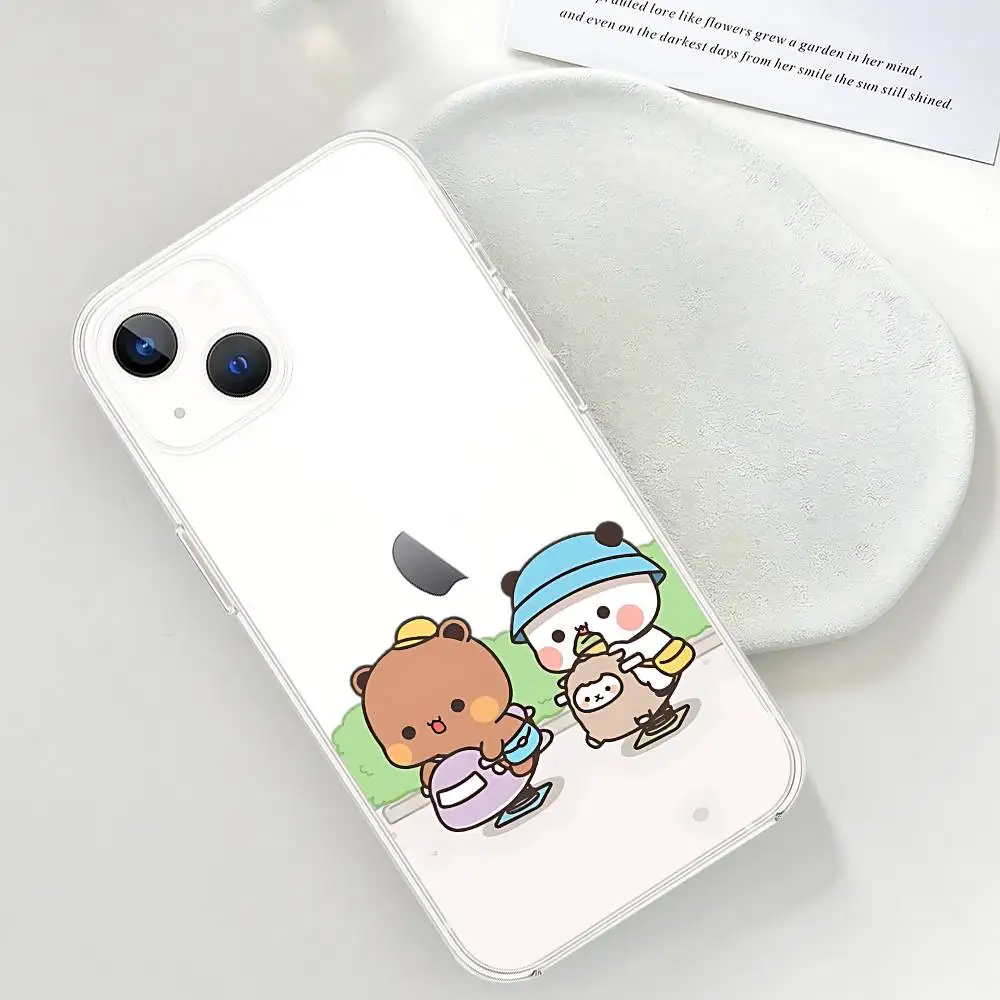 Cute D-DUDU B-BUBU Crystal Clear Soft Phone Case: Shockproof Transparent Cover For IPhone 17,16,15,14,13,12,11 Pro Max, Plus 6