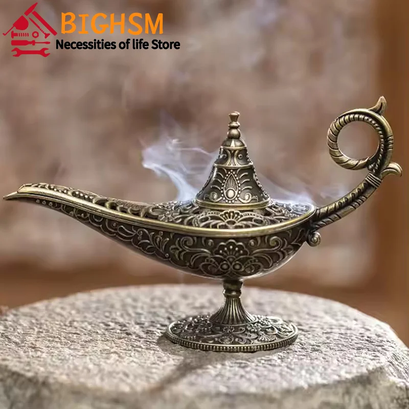 Classic Vintage Hollow Legend Aladdin Magic Genie Lamps Incense Burners Retro Wishing Oil Lamp For Party Home Decor Gift copper incense holder incense holder glass oil lamp