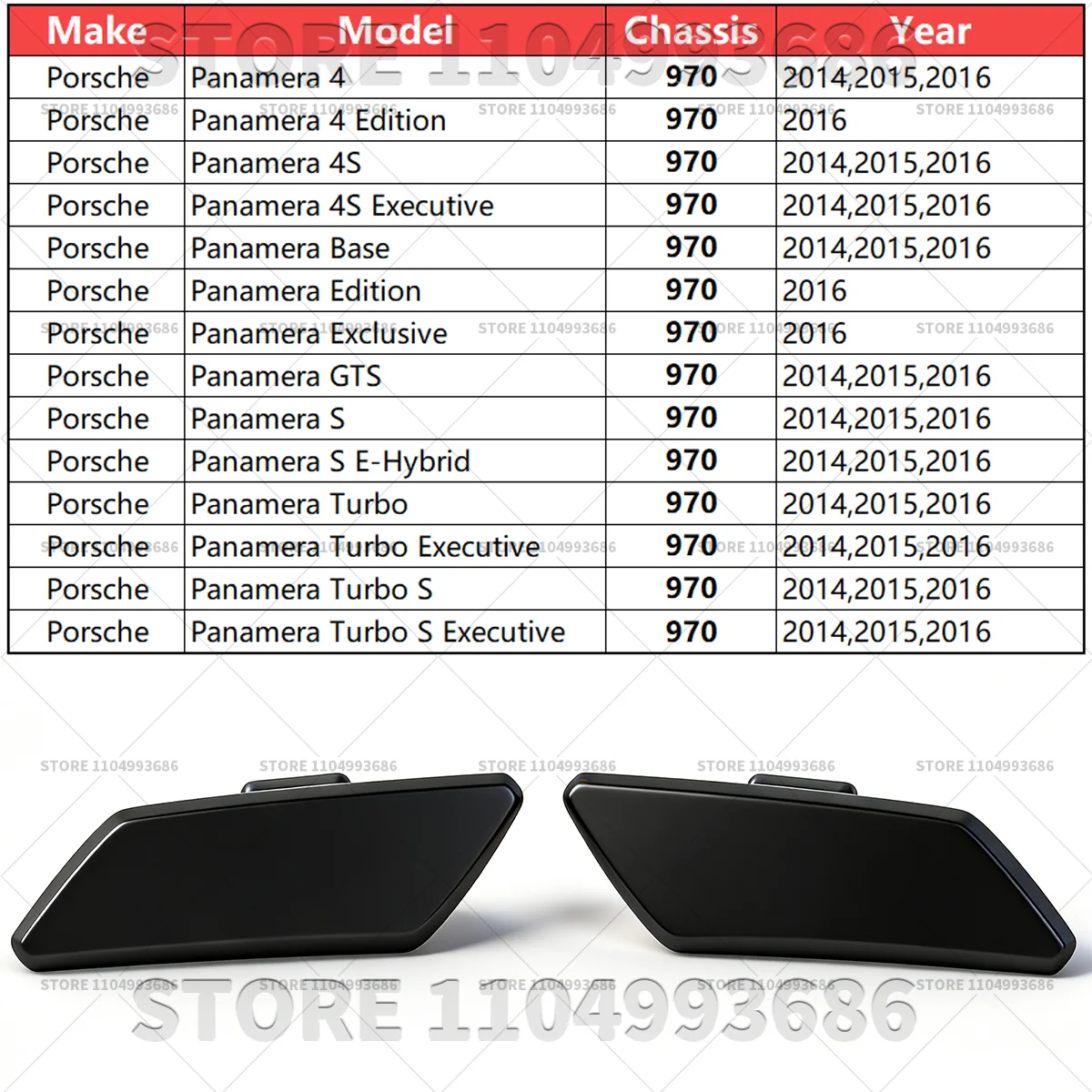 포르쉐 2014 2015 2016 파나메라 4S GTS 터보(970) 램프 와셔 커버 OEM 97050573100G2X 97050573200G2X 97050573100 97050573200