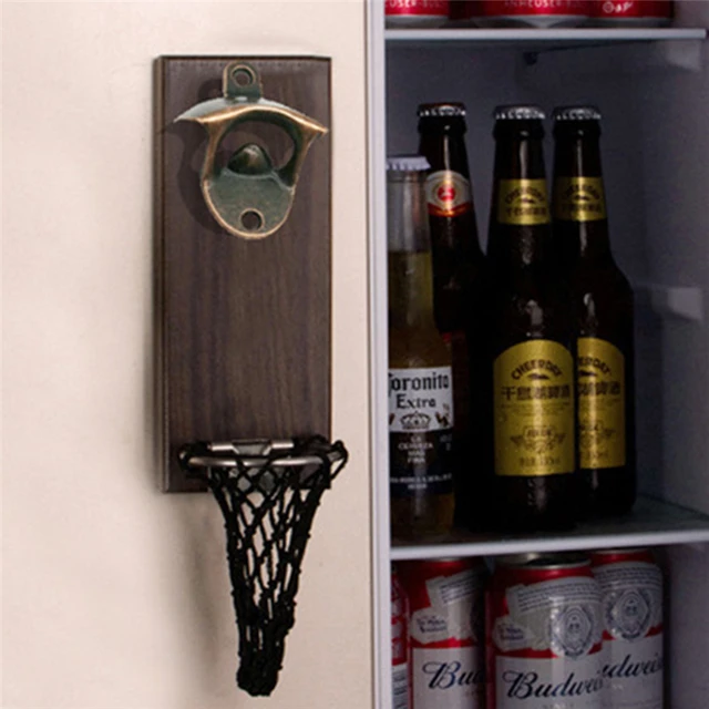 Wall Mounted Bottle Opener, Reclaimed Wood, Beer Bottle Catcher