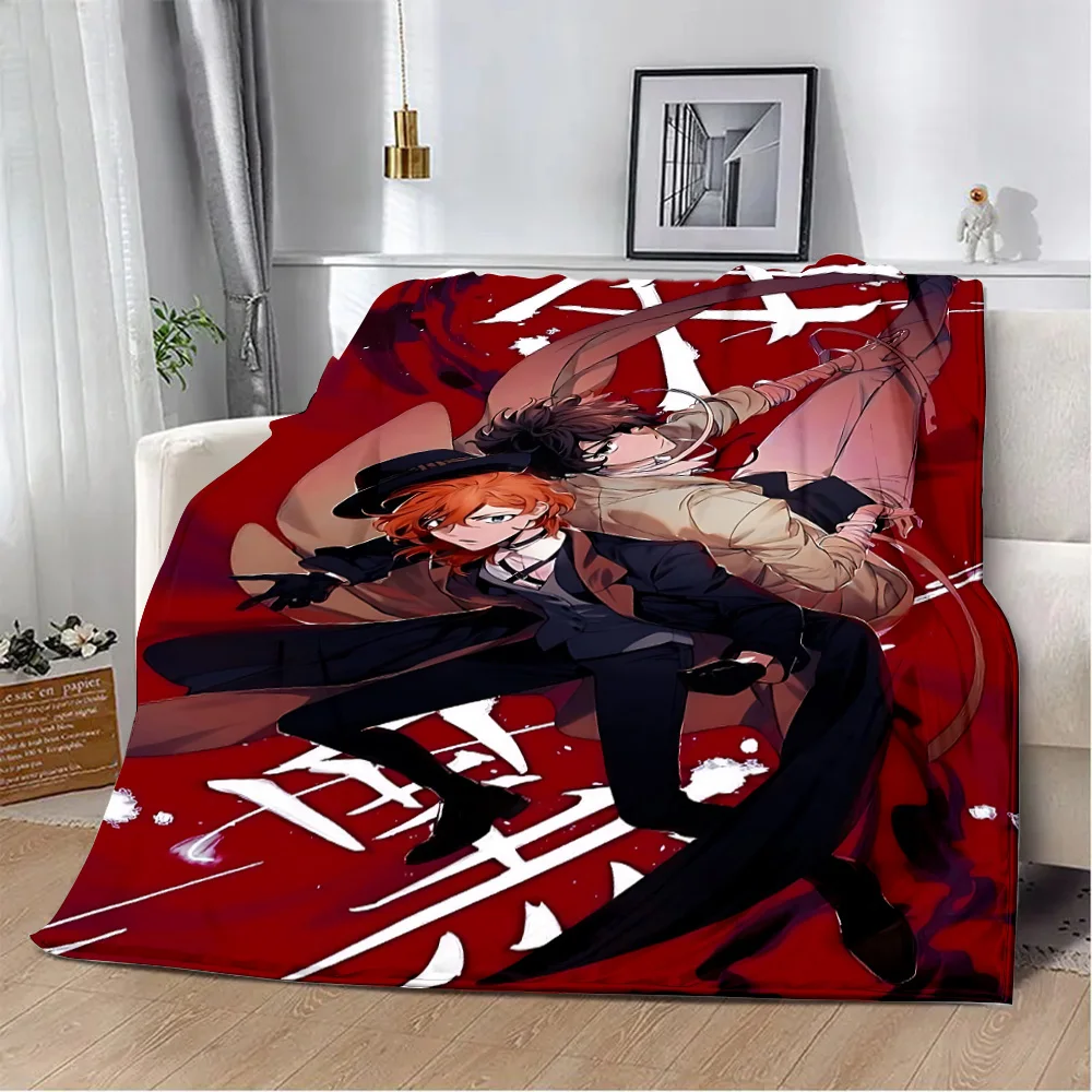 Anime Bungo Stray Dogs Printed Blanket Picnic Blankets Warm Blanket Soft and Comfortable Blanket Home Travel Birthday Gift 6