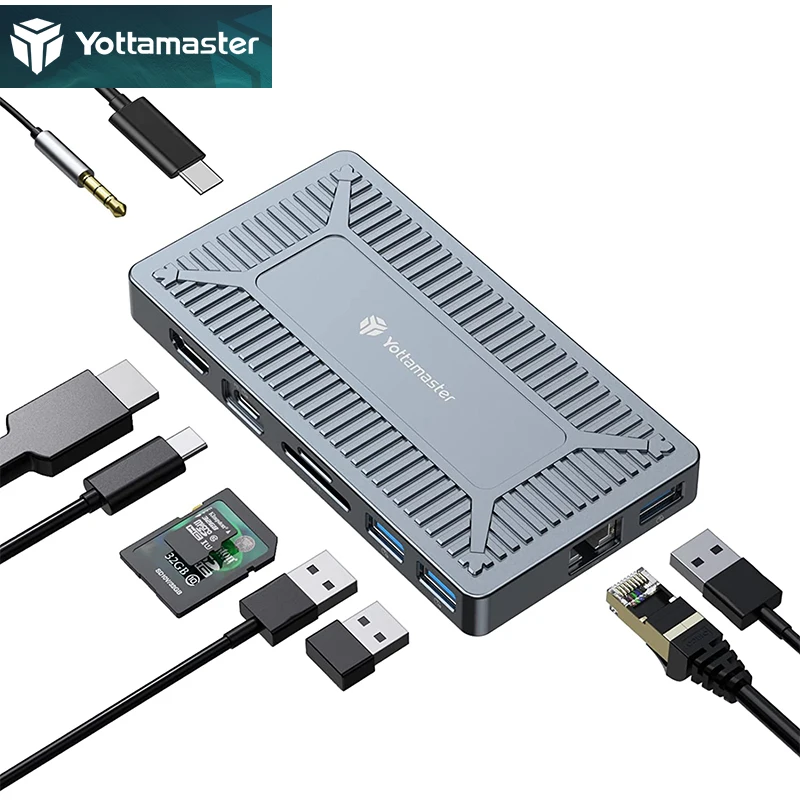 Yottamaster Usb Type C Ssd Hub M2 Nvme Ssd Dock Monitor &extension Tf/sd Card Reader Rj45 Aluminum Docking Station - Docking Stations & Usb Hubs -