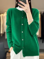Long Sleeve 100% Merino Wool Sweaters Spring Autumn Women O-Neck Knitwear Tops Clothing Fashion Basic Tops - Image 4