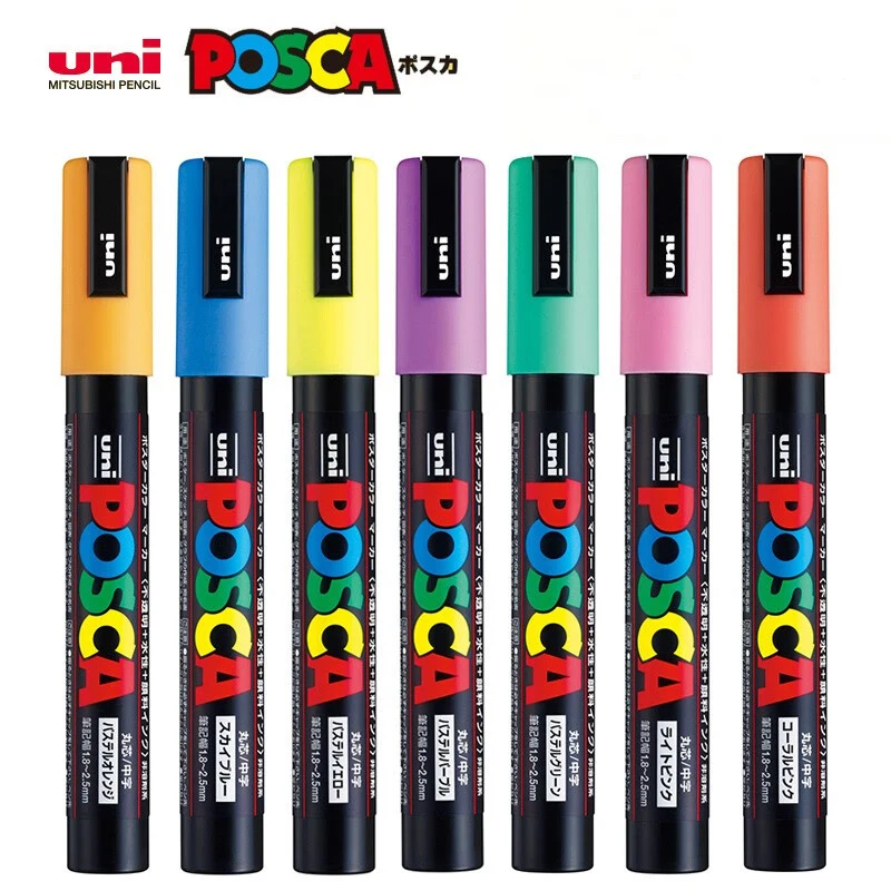 Uni POSCA Marker Set of Acrylic Paint Pens,PC-1M 3M 5M colores rotuladores  permanentes For Art Supplies,Fabric Paint,Rock Marker - AliExpress