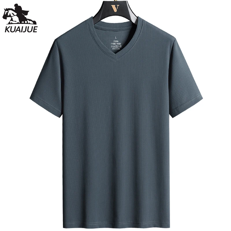 

t-shirt men L-6XL 7XL 8XL 9XL summer new ice silk mens short sleeve t-shirt stretch T-shirt Men's casual high quality Top A87