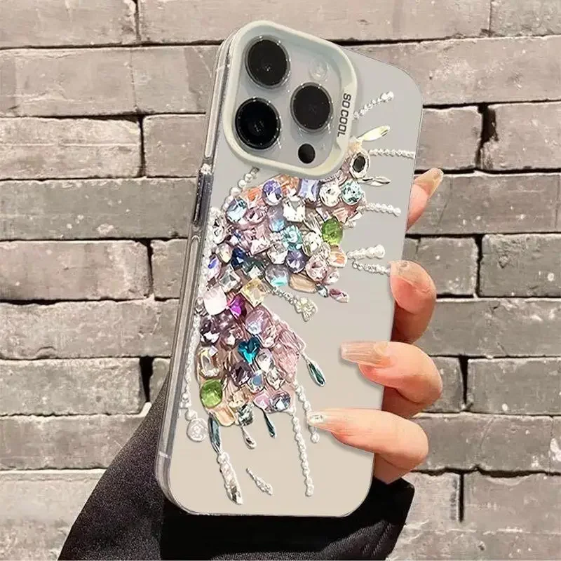 3D Diamond Butterfly Plating Matte Hard Phone Case
