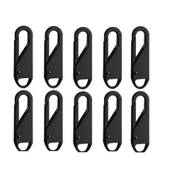 Universal Detachable Metal Zipper Puller Repair Kit for DIY Sewing and Craft Projects (5/10 Pack) (Black 10PCS)