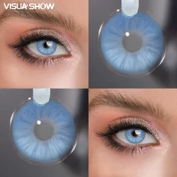 Visuashow Sora Grey Color Contact Lenses for Natural Beauty - 1 Year Fashion Contacts (Meteor Blue)