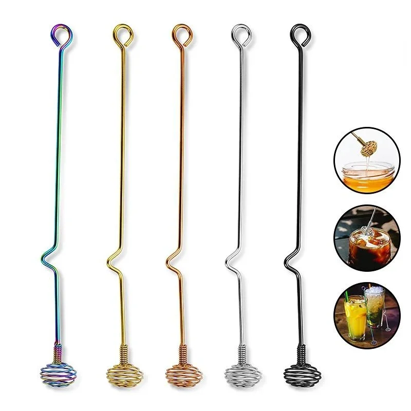 Creative Bar Bartender Artifact Stainless Steel Stirring Rod Long Handle Milk Tea Coffee Cocktail Honey Stirrer