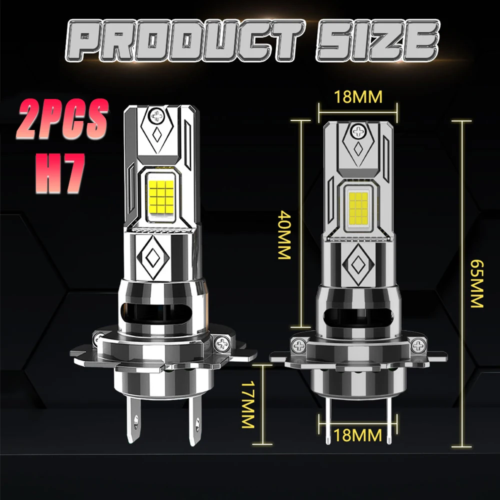H7 LED 전구 CANBUS 자동차 헤드라이트 1200000LM 초고휘도 자동 헤드램프 안개등 미니 무선 팬 냉각 조명 6000K 백색 12V
