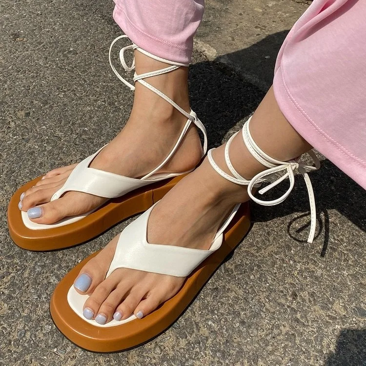 

Women's Shoes Summer New Flat Shoes Thong Narrow Strap Roman Shoes Low Heel Flat Sandals Women's Rubber Sandals Beach Shoes