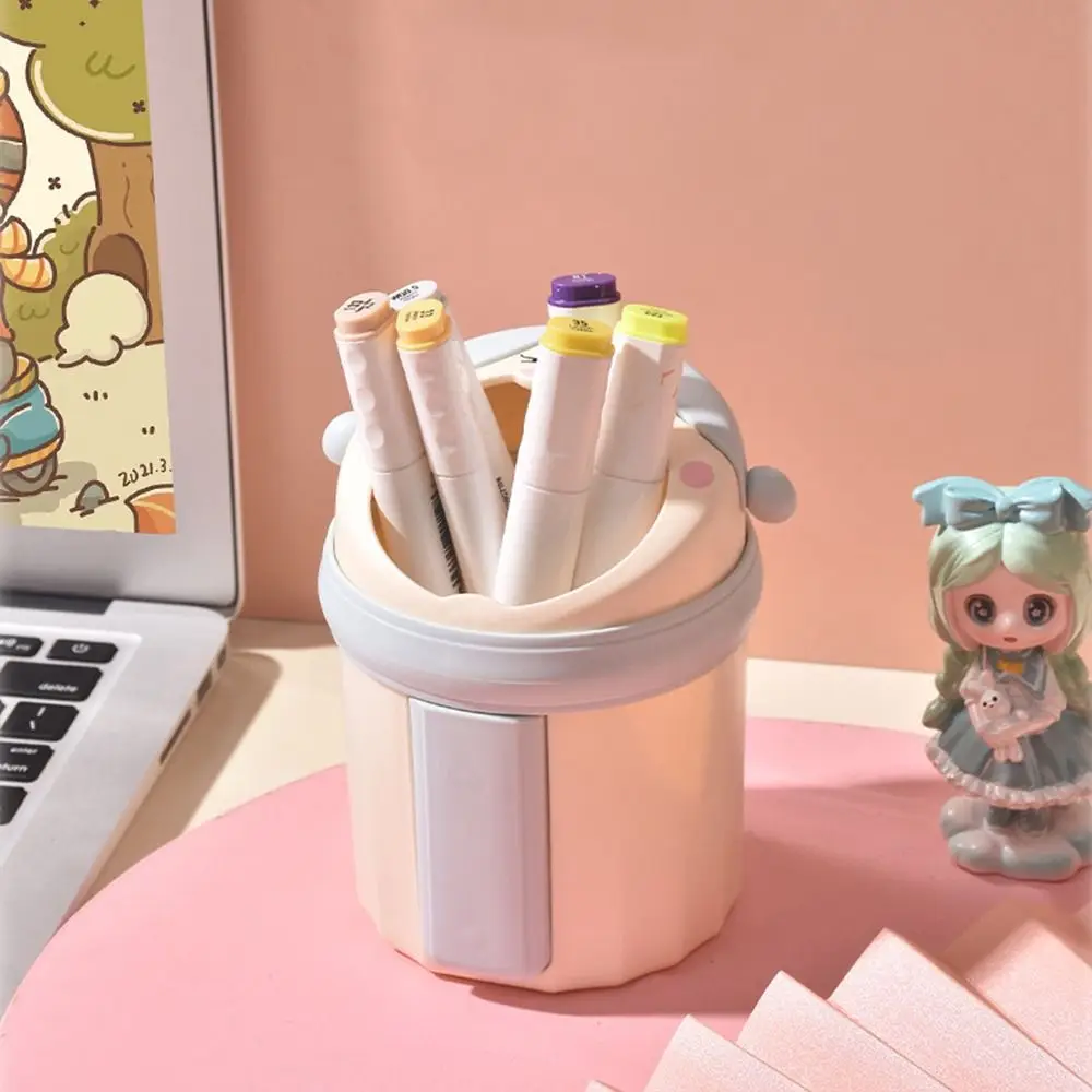 

Large-capacity Big Mouth Girls Pen Holder Korean Multifunctional Desktop Storage Box Makeup Brush Plastic