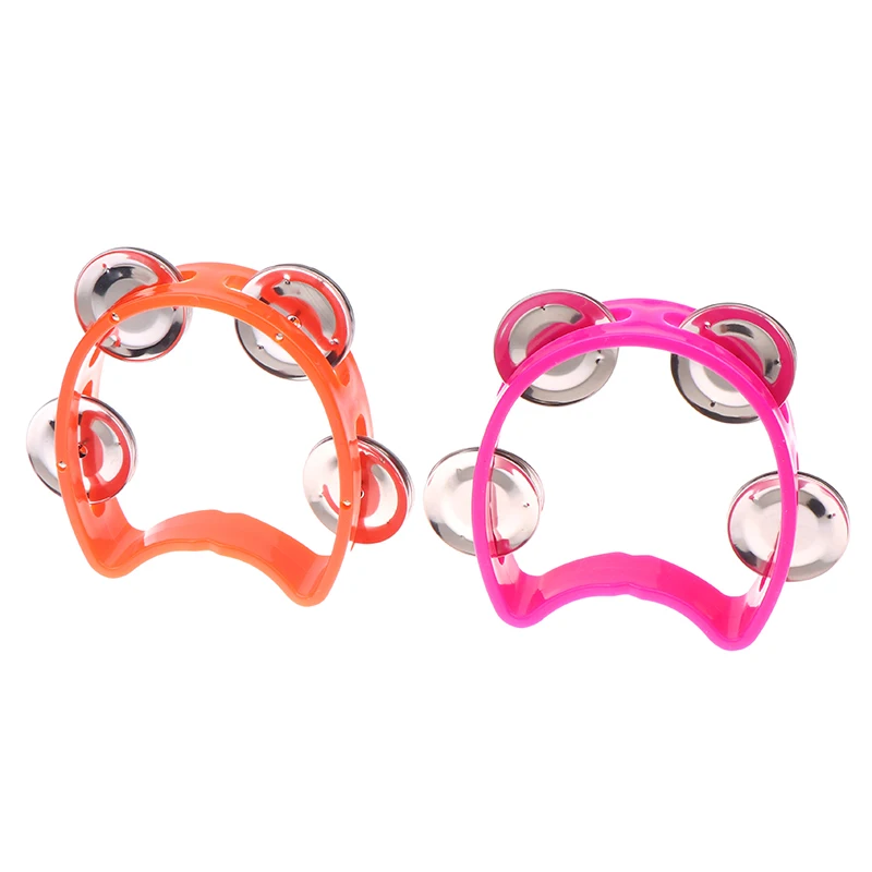 Kindergarten Hand-held Tambourine Metal Bells Plastic Rattle Ball Percussion KTV Party Kids Game Toy Musical Instrument hand tambourine