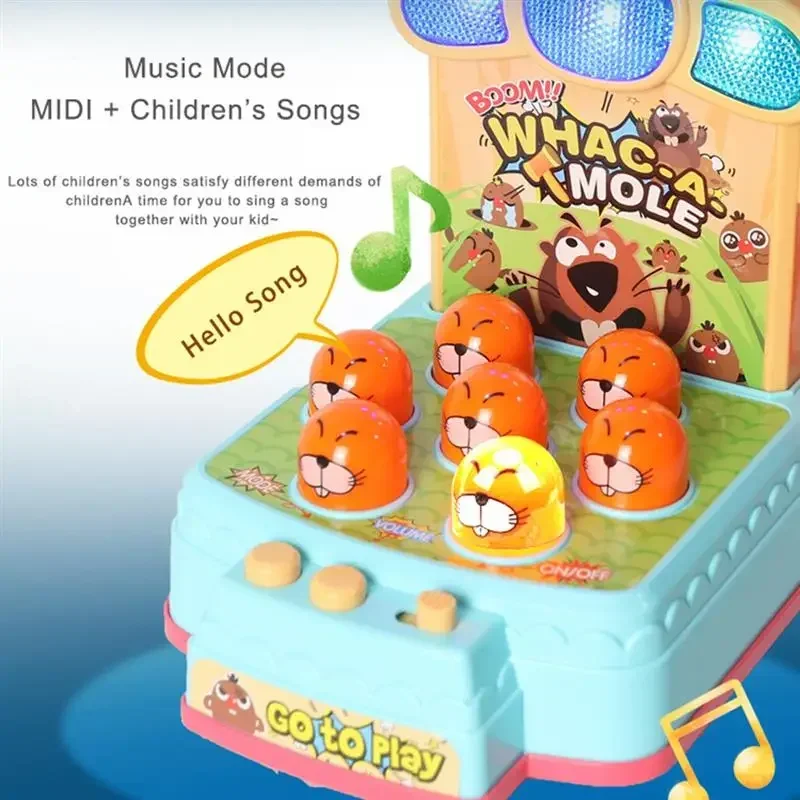 Kids Music Toys Baby Enlightenment Game Console Electric Whack a Mole Toy with Interactive Knock Knock Music for Early Education