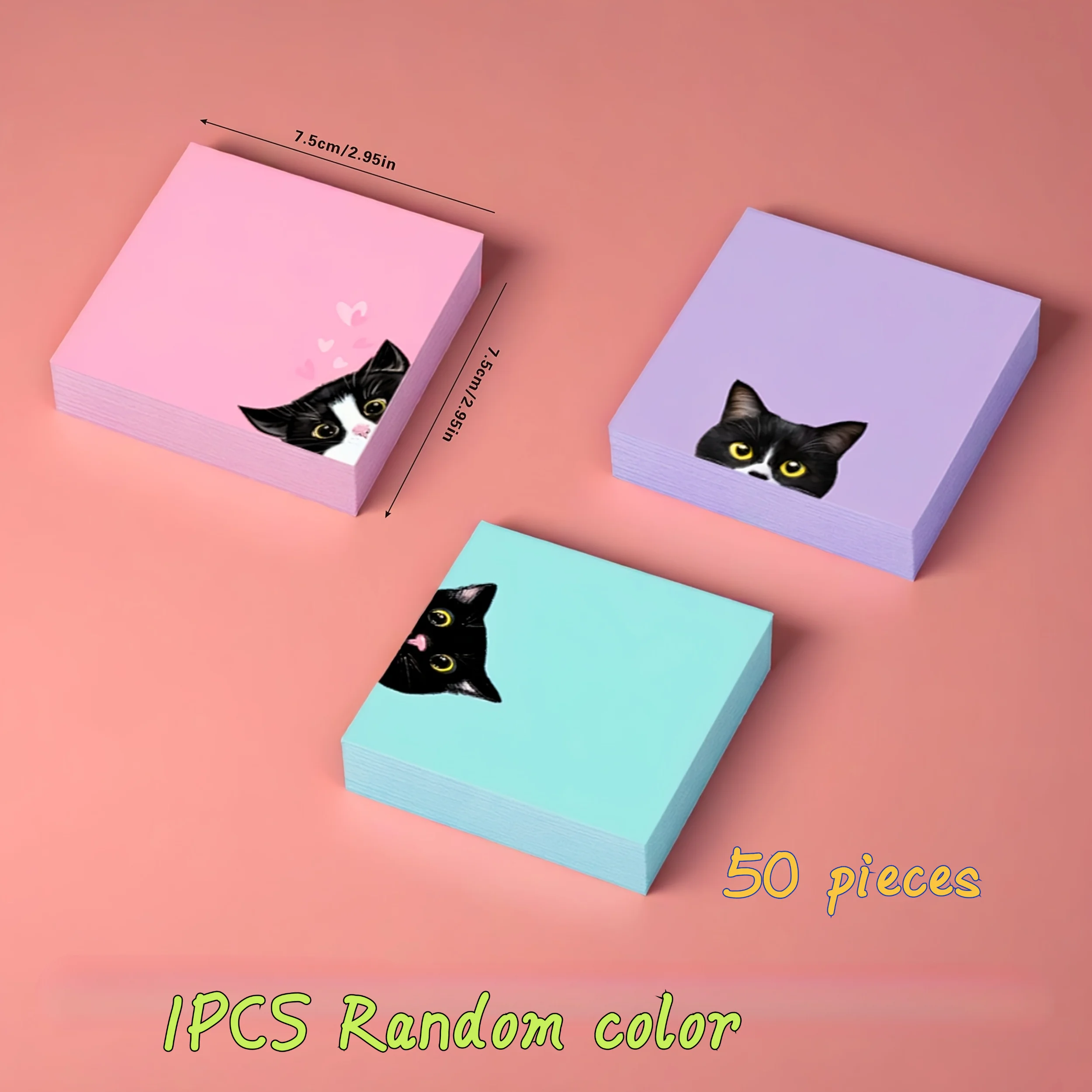 Blocco Note Adesivo Gatto Curioso: Forte Adesione, Taccuino Piccolo e Carino, Note Adesive Colorate, Piccole Etichette, per Studenti - immagine 6