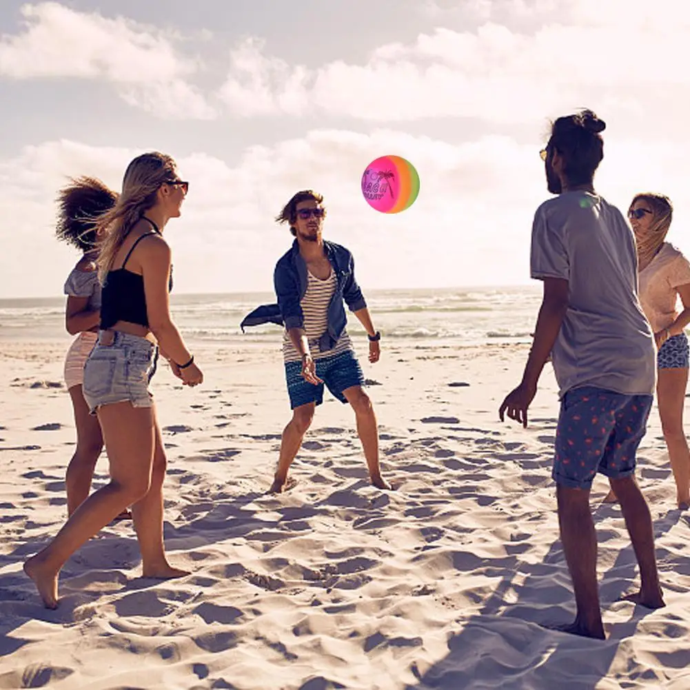Volleyball Ball 1 Pcs Rainbow Inflatable Summer Beach Ball Game Rubber Pool Net Kids Garden Toy