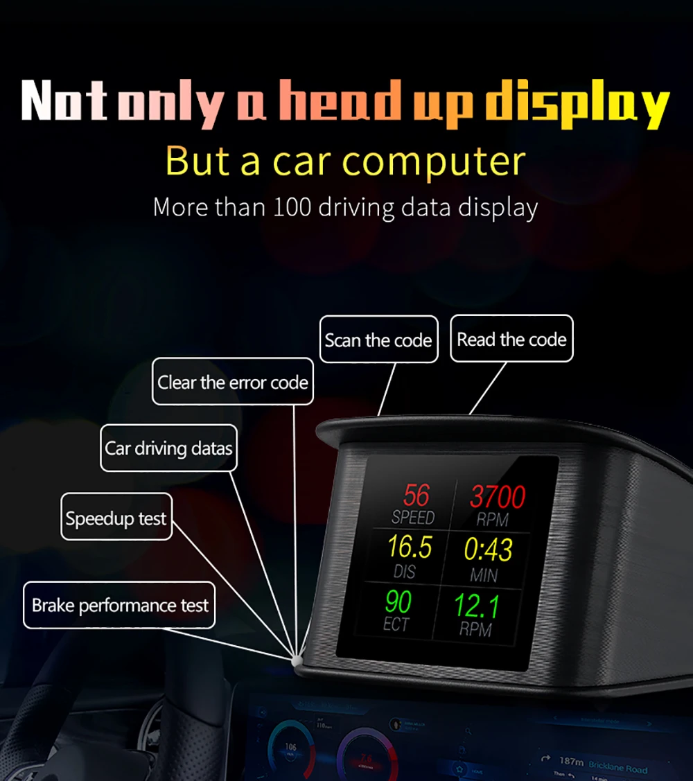 OBD HUD P10 Pro OBD2 Smart Digital Meter Head Up Display Digital Speedometer On