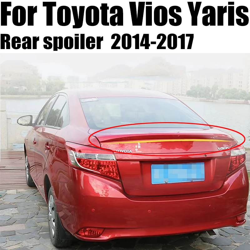 

For Toyota Vios Yaris Spoiler 2014-2017 ABS Plastic Unpainted Color Trunk Lid Spoiler Trunk Lip Wing Car Accessories