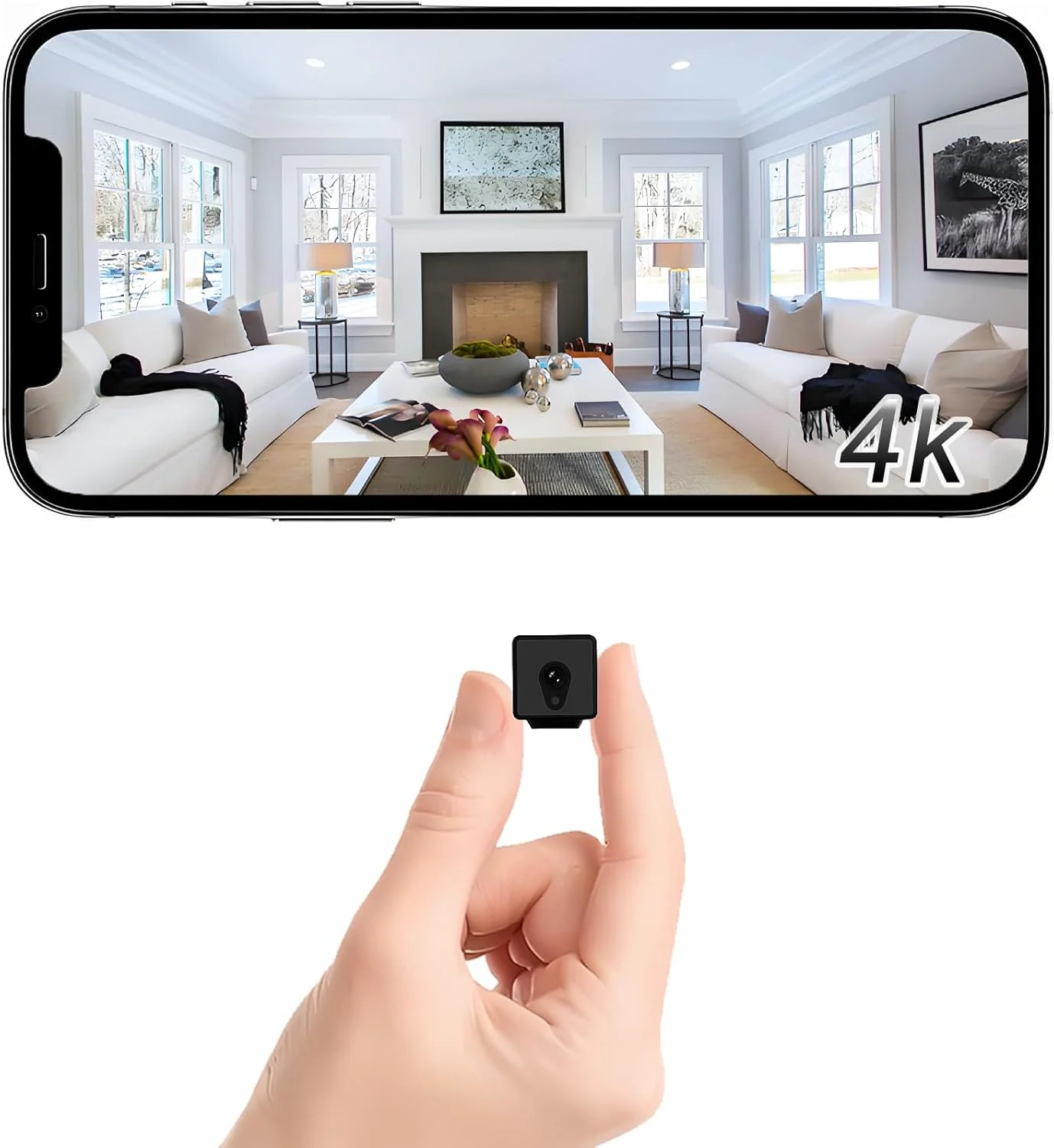 كاميرا مراقبة صغيرة بدقة 4K عالية الدقة كاميرا مربية لاسلكية داخلية كاميرا صغيرة محمولة صغيرة لا تحتاج إلى كاميرات WiFi كشف الحركة للرؤية الليلية