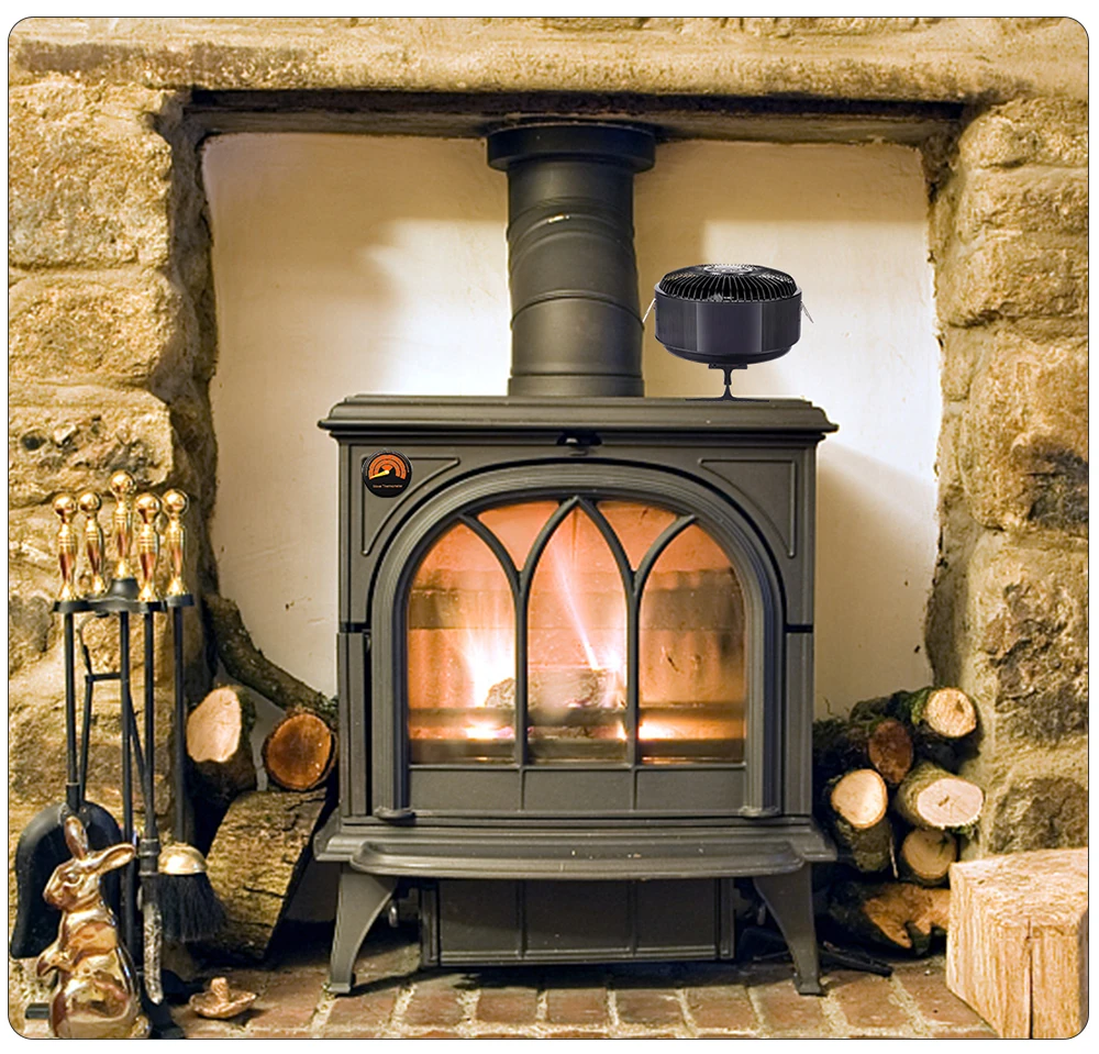 Ventilador de estufa de leña alimentado por calor, ventilador de chimenea  de 5 aspas para leña/chimenea/quemador de troncos, circulación eficiente de