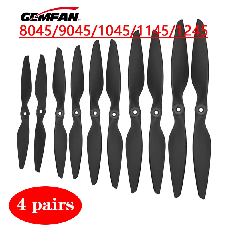 

4Pairs Gemfan Carbon Nylon Propeller 8045 9045 1045 1145 1245 for RC Multirotor Airplane Fixed-Wing